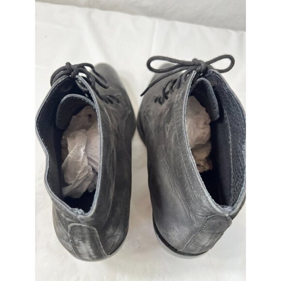 Topshop Able Black Nubuck leather Combat Ankle Boot Size 8.5 Lace Up - Picture 11 of 13